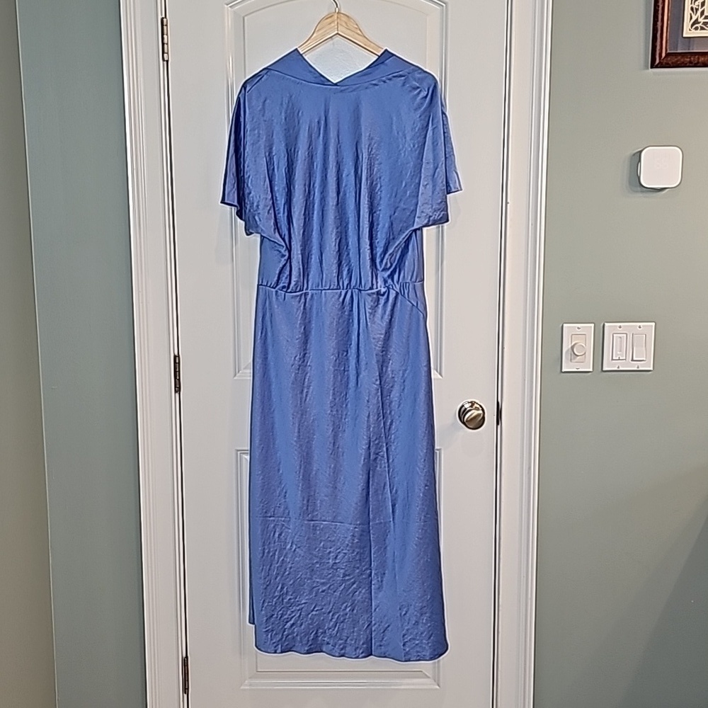 Vince Ari Blue Cowl Neck Short Sleeve Asymmetrical Hemline Dress - Size XL - Picture 5 of 8
